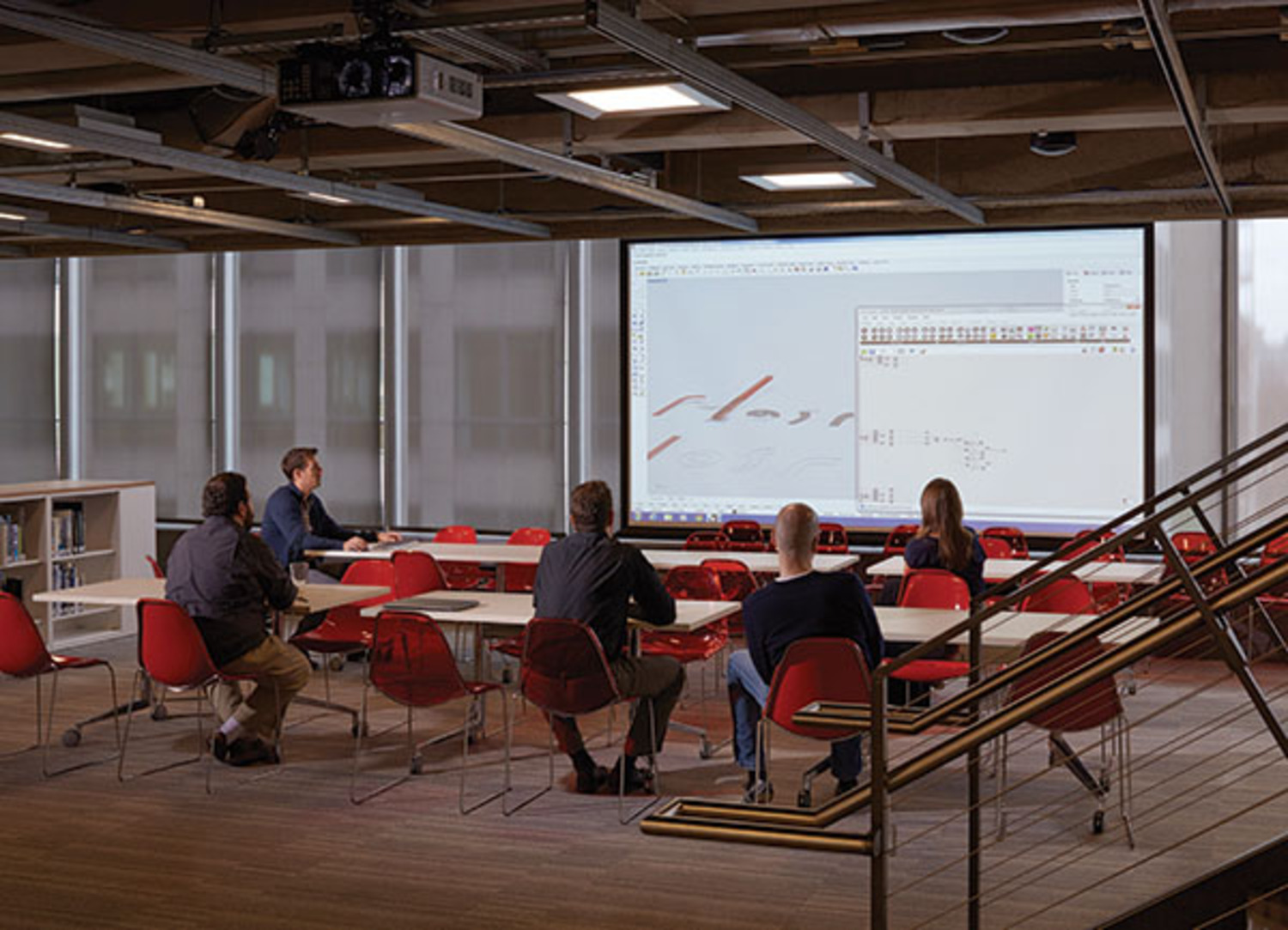 In office applications, a control system would allow optimum combinations of natural and artificial light as time moves from morning thru mid-day and into late afternoon. Photo: Lutron.