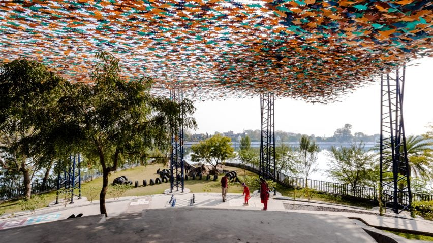India's Udaan Park Is Crowned By Studio Saar With A Colorful Bird Canopy