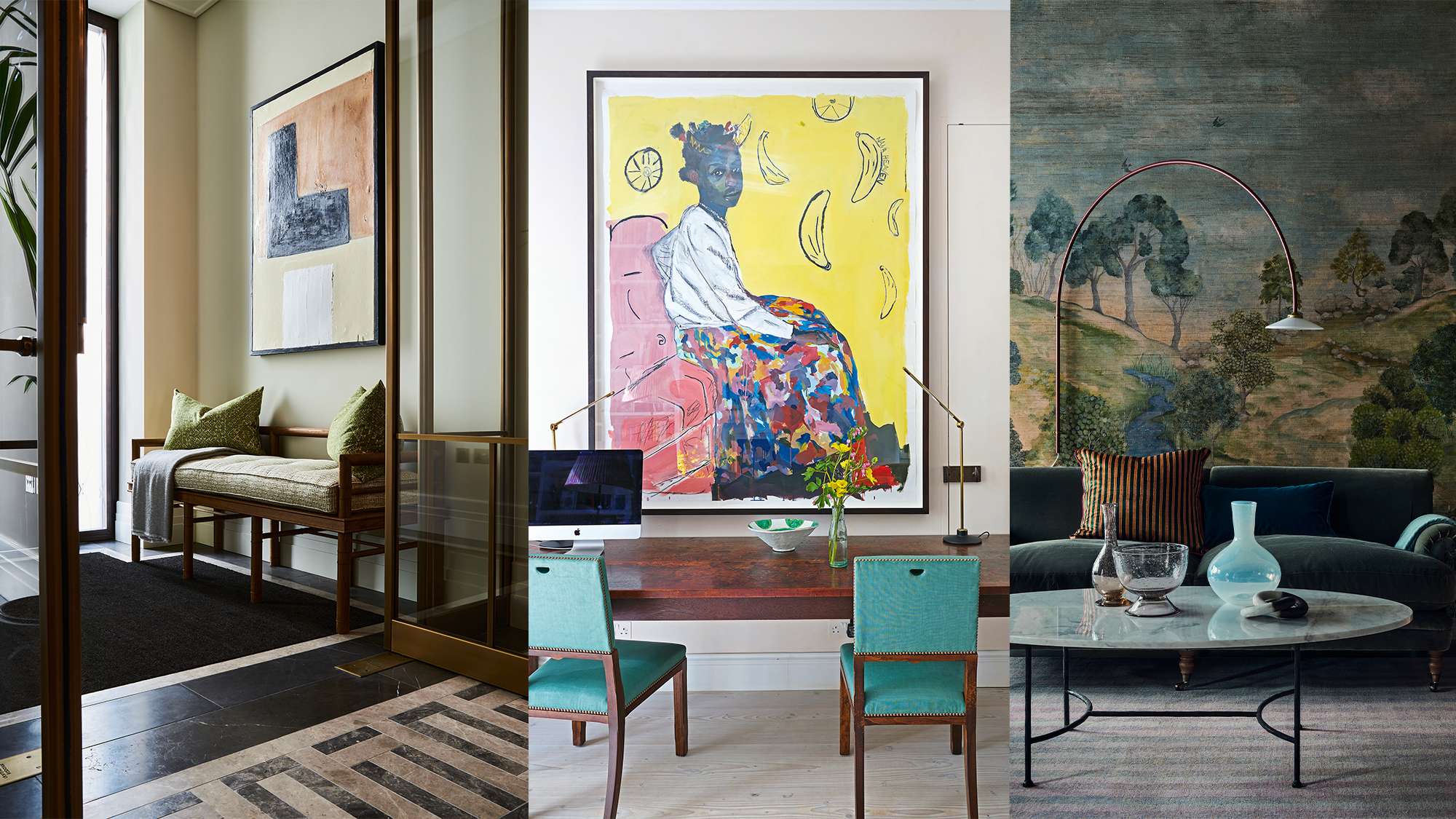 Paintings in rooms collage