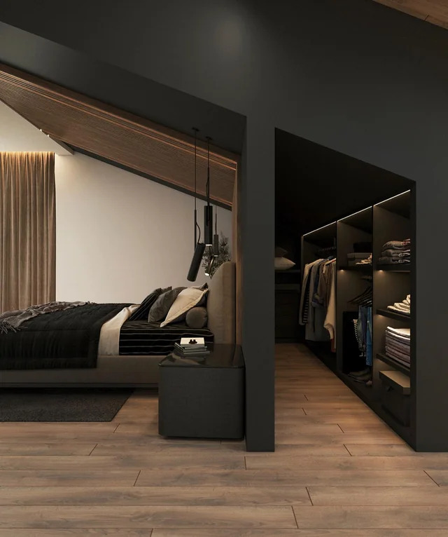 Stunning dark bedroom design in Lviv, Ukraine